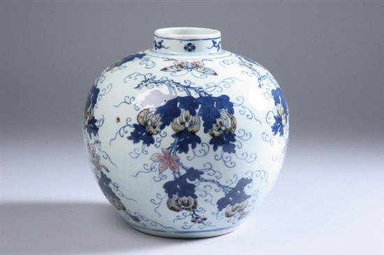 Appraisal: CHINESE IRON RED AND BLUE PORCELAIN VASE Depicting citrus fruit