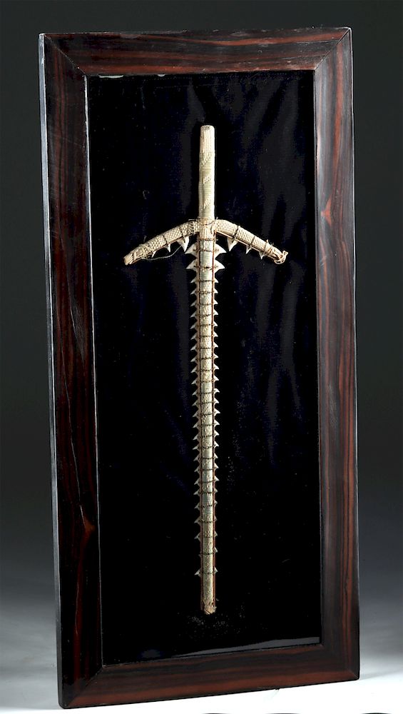 Appraisal: Framed Early th C Gilbert Islands Shark Tooth Sword Oceania