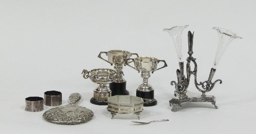 Appraisal: Three silver prize cups various a butter dish Birmingham with