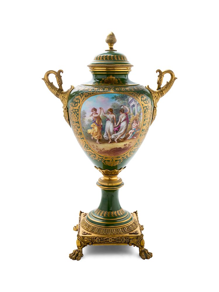 Appraisal: A S vres Style Gilt Bronze Mounted Urn A S