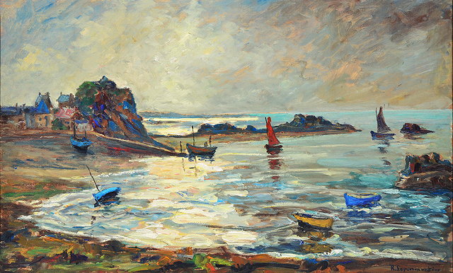 Appraisal: ROBERT LEPARMENTIER FRENCH SCHOOL A COVE AT LOW TIDE oil