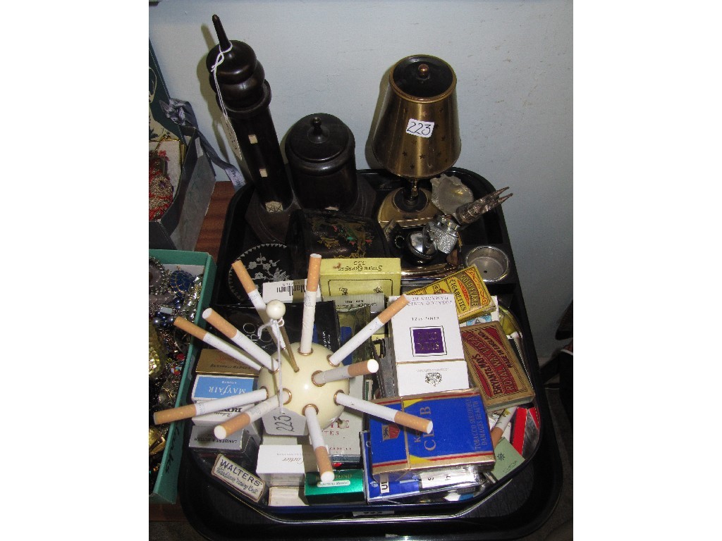 Appraisal: Lot comprising tray lot of smoker's paraphernalia - cigarette packets