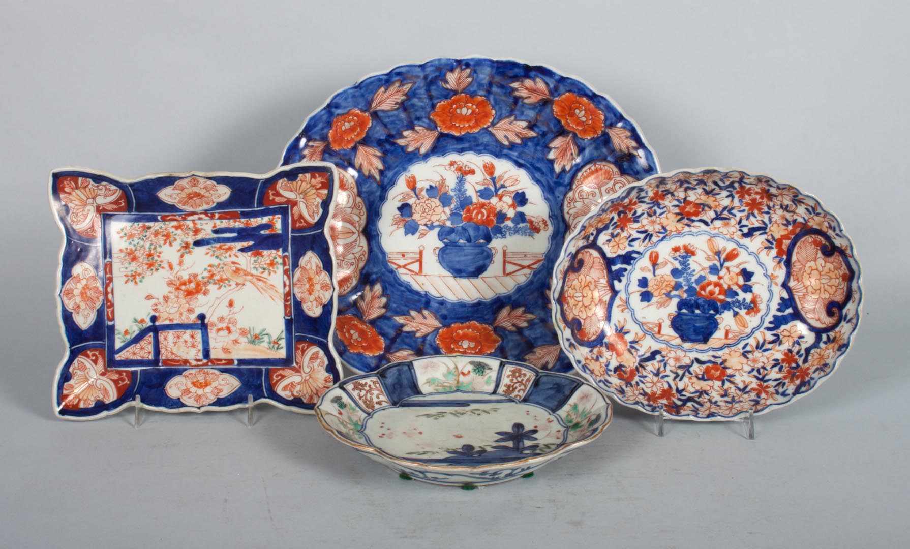 Appraisal: Four Japanese Imari porcelain dishes late th century square and