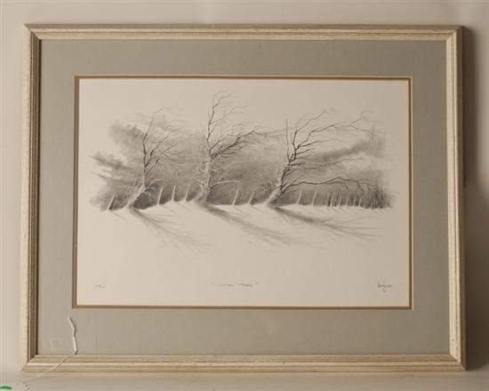 Appraisal: Herb Jones Winter Trees Print numbered signed lower right framed