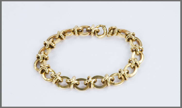 Appraisal: ct Gold Fancy Link Bracelet Solid Oval Links With Cross