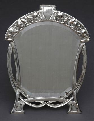 Appraisal: GERMAN ART NOUVEAU SILVER-PLATE DRESSING MIRROR x x in