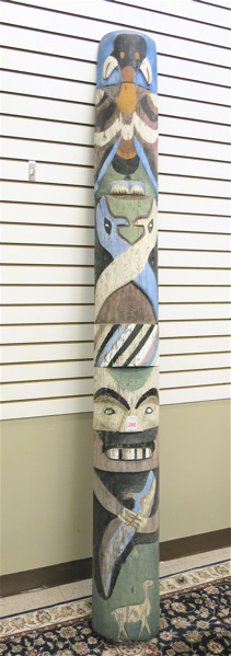 Appraisal: NATIVE AMERICAN CARVED AND PAINTED CEDAR LOG TOTEM POLE Northwest