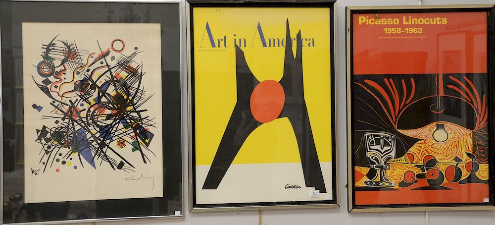 Appraisal: Seven framed modern lithograph prints and posters to include Chagall