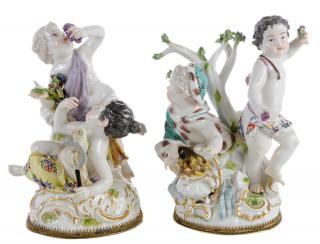 Appraisal: Pair of Meissen Figurines Depicting the Four Seasons German early