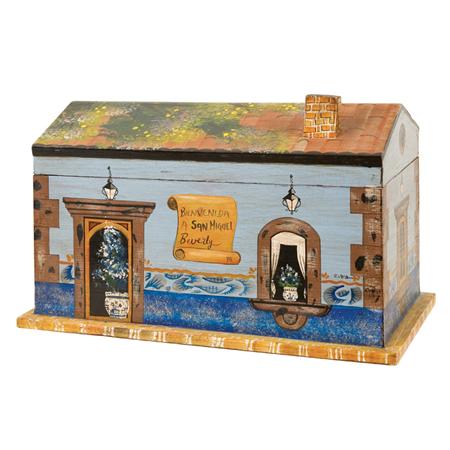 Appraisal: Mexican Painted Wood House-Form Box Estimate nbsp nbsp nbsp -