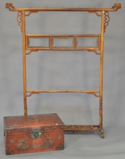 Appraisal: Two piece lot including Chinese rack and Chinese lift top