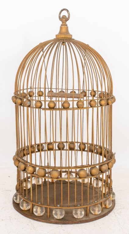 Appraisal: ART DECO MONUMENTAL BIRDCAGE WITH GLASS SPHERES Art Deco monumental