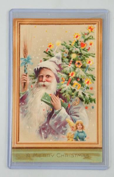 Appraisal: Hold-to-Light Santa Postcard Image of Santa's bust in frame and