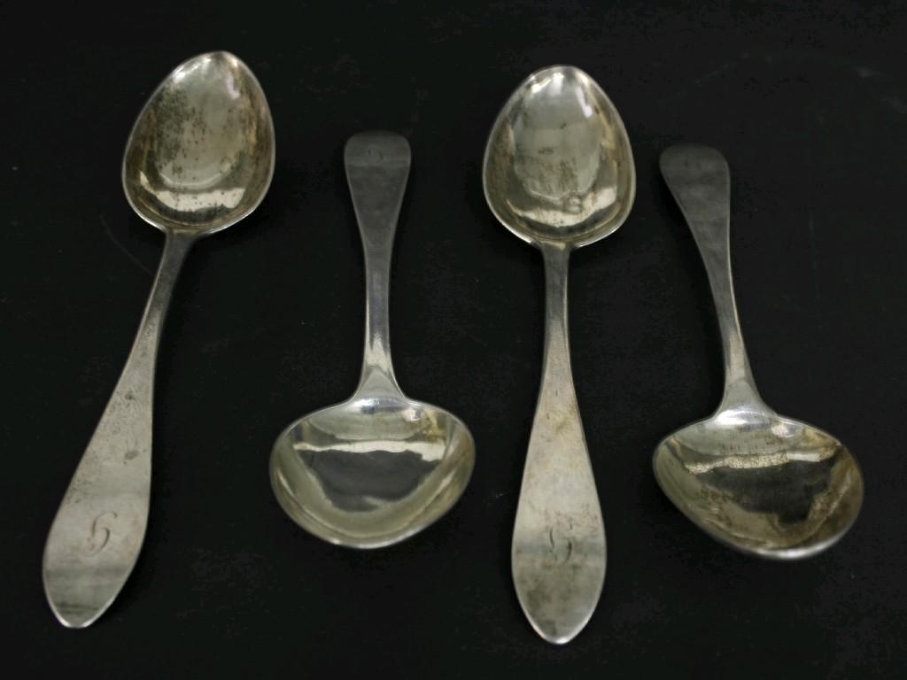 Appraisal: Set of four Georgian Scottish silver table spoons maker FH