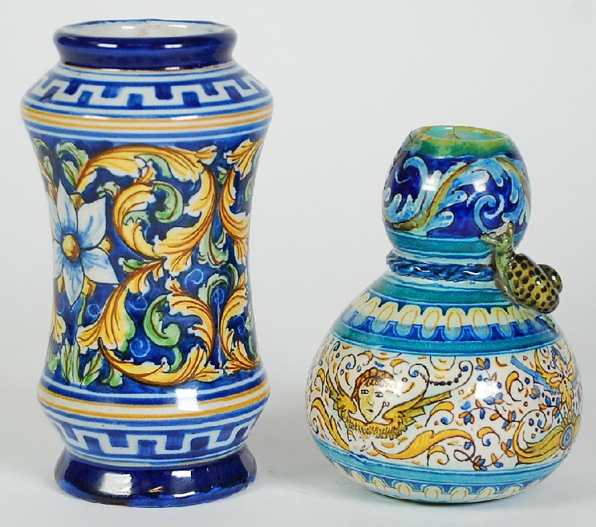 Appraisal: CERTOSA ITALIAN MAIOLICA VASE of double gourd form with a