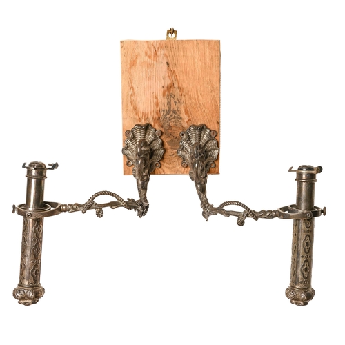 Appraisal: A pair of electro plated gimbaled candle sconces early th