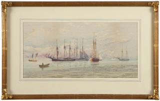 Appraisal: Henry Martin Bay with boats and ships signed lower right