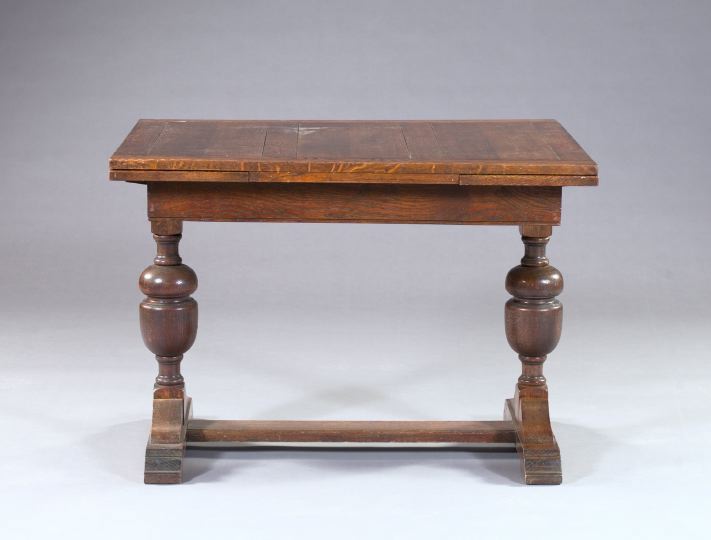 Appraisal: Provincial Oak Draw-End Table the banded rectangular top with two