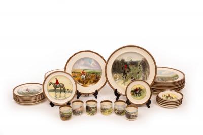 Appraisal: A Copeland Sons part dinner service decorated hunting scenes after