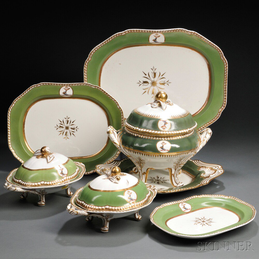 Appraisal: Spode Felspar Armorial Porcelain Partial Dinner Service England c each