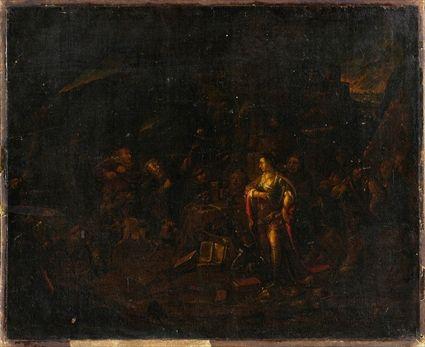 Appraisal: DUTCH SCHOOL TEMPTATION OF ST ANTHONY Oil on canvas relined