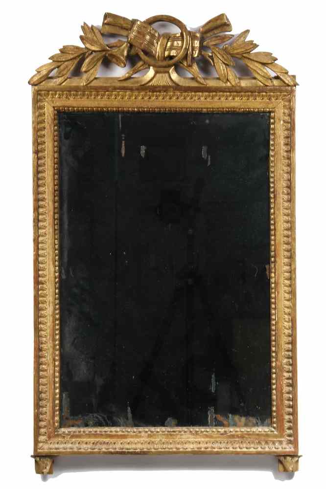 Appraisal: LOOKING GLASS - th c Giltwood Looking Glass with bead