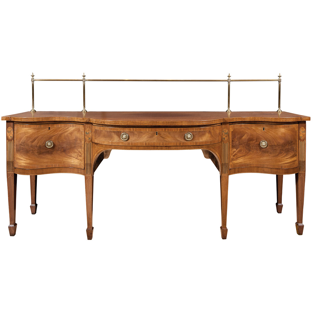 Appraisal: George III Mahogany Sideboard The serpentine top fitted at the