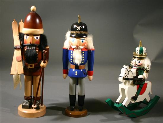 Appraisal: Three modern figural nutcrackers Including two german nutcrackers a skier