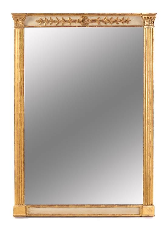 Appraisal: A Continental White Painted and Giltwood Mirror A Continental White