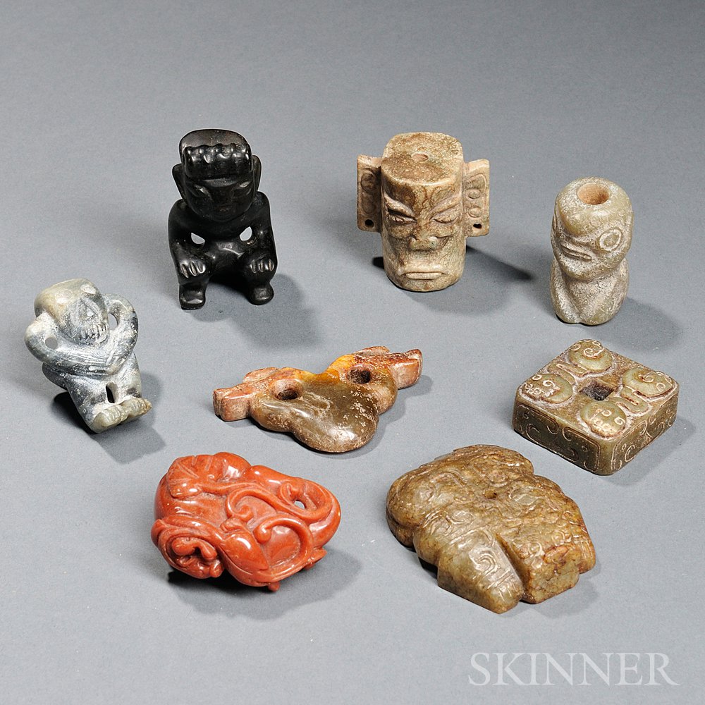 Appraisal: Archaic-style Carved Stone Toggles Asia in various stones and shapes