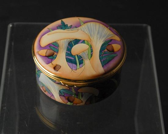 Appraisal: A Moorcroft Enameled Box a limited edition with a mushroom