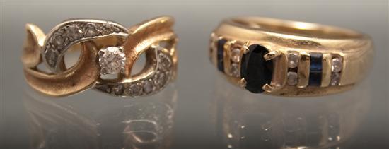 Appraisal: Two lady's gold and diamond rings K yellow gold diamond