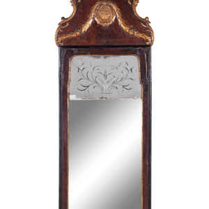 Appraisal: A Dutch Parcel Gilt Burlwood Mirror th Century Height x