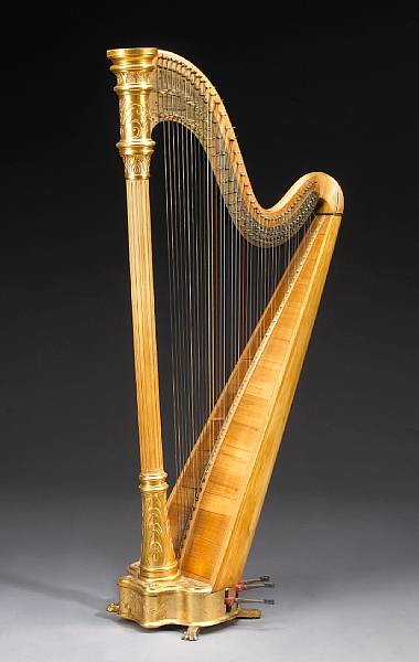 Appraisal: An English or American Neoclassical style pedal harp Lyon amp