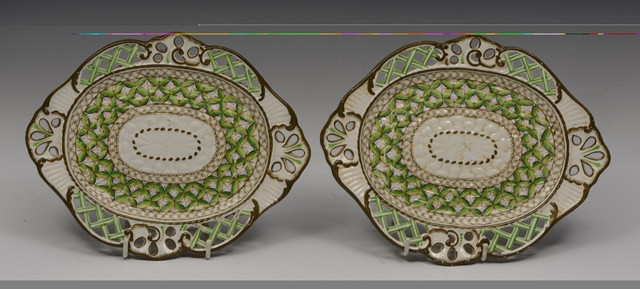 Appraisal: A PAIR OF EARLY TH CENTURY CREAMWARE STANDS with pierced