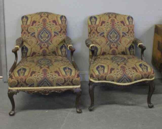 Appraisal: Two Georgian Style Mahogany Armchairs Two similar Georgian style armchairs