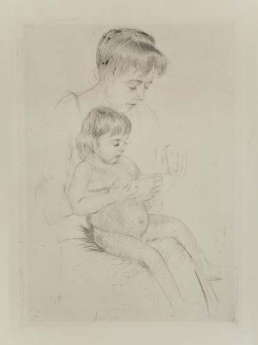 Appraisal: MARY CASSATT The Manicure Drypoint circa x mm x inches