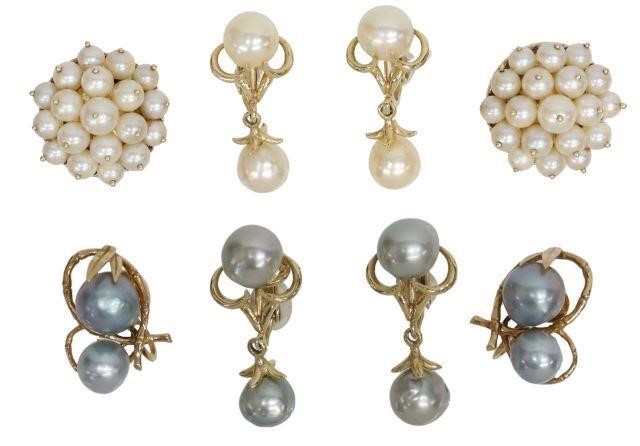 Appraisal: lot Estate kt yellow gold and pearl earrings clip-on backs