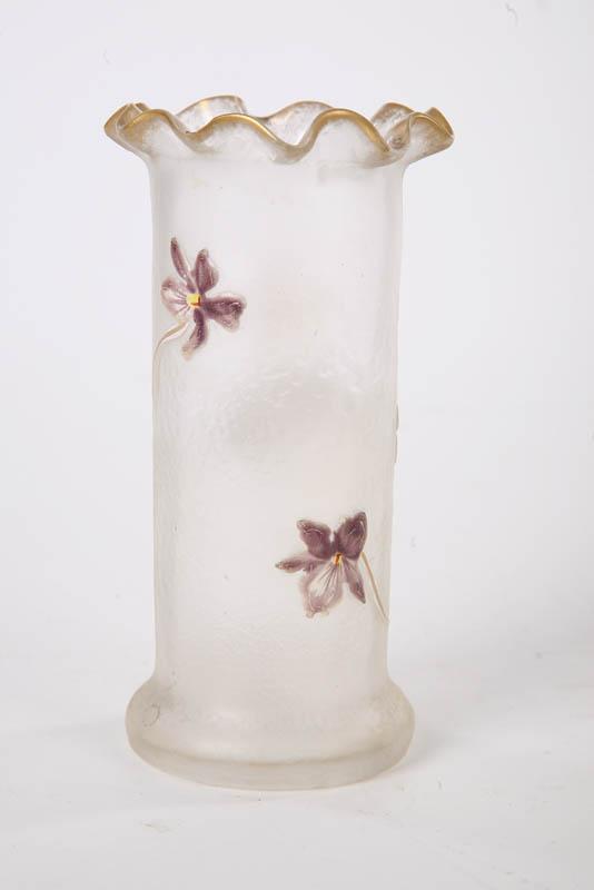 Appraisal: CAMEO GLASS VASE St Denis with cameo violets and leaves