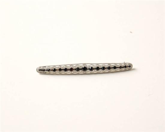 Appraisal: A Platinum and Diamond Bar Pin having a platinum mounting