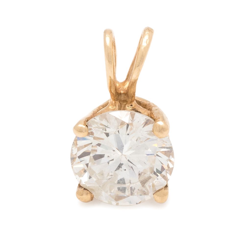 Appraisal: DIAMOND PENDANT DIAMOND PENDANT Containing one round brilliant cut diamond