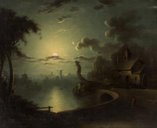 Appraisal: SEBASTIAN PETHER BRITISH - Moonlit scene oil on canvas x