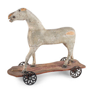 Appraisal: A Painted and Carved Wood Horse-Form Child's Pull Toy th