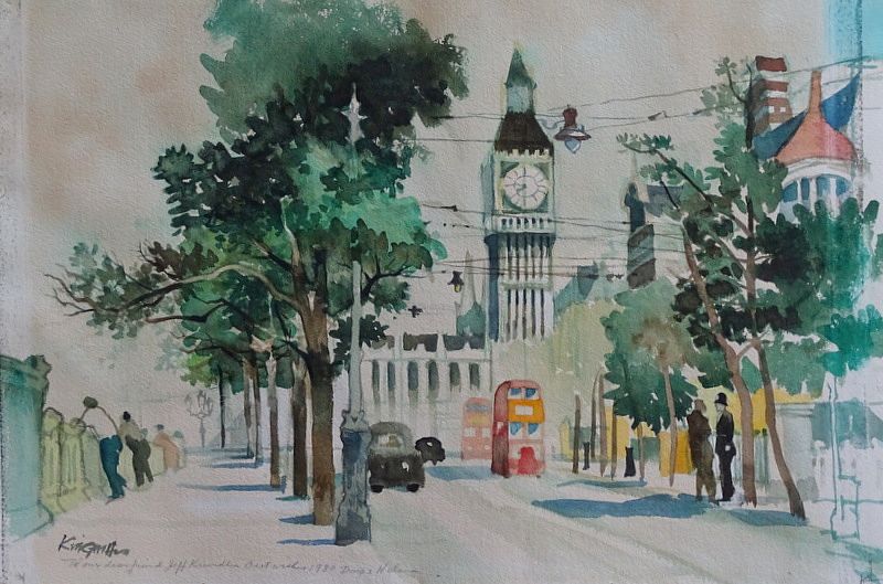 Appraisal: Dong Kingman - London Dong Kingman - London Watercolor on