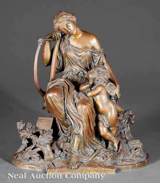 Appraisal: A Good Bronze Group of a Seated Female Figure and