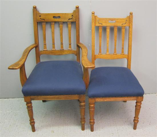 Appraisal: Set of eight Arts and Crafts oak dining chairs with