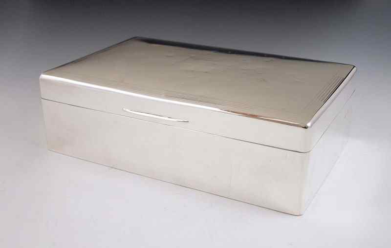 Appraisal: ENGLISH SILVER LIDDED BOX Hallmarked Birmingham with obscured makers hallmarks