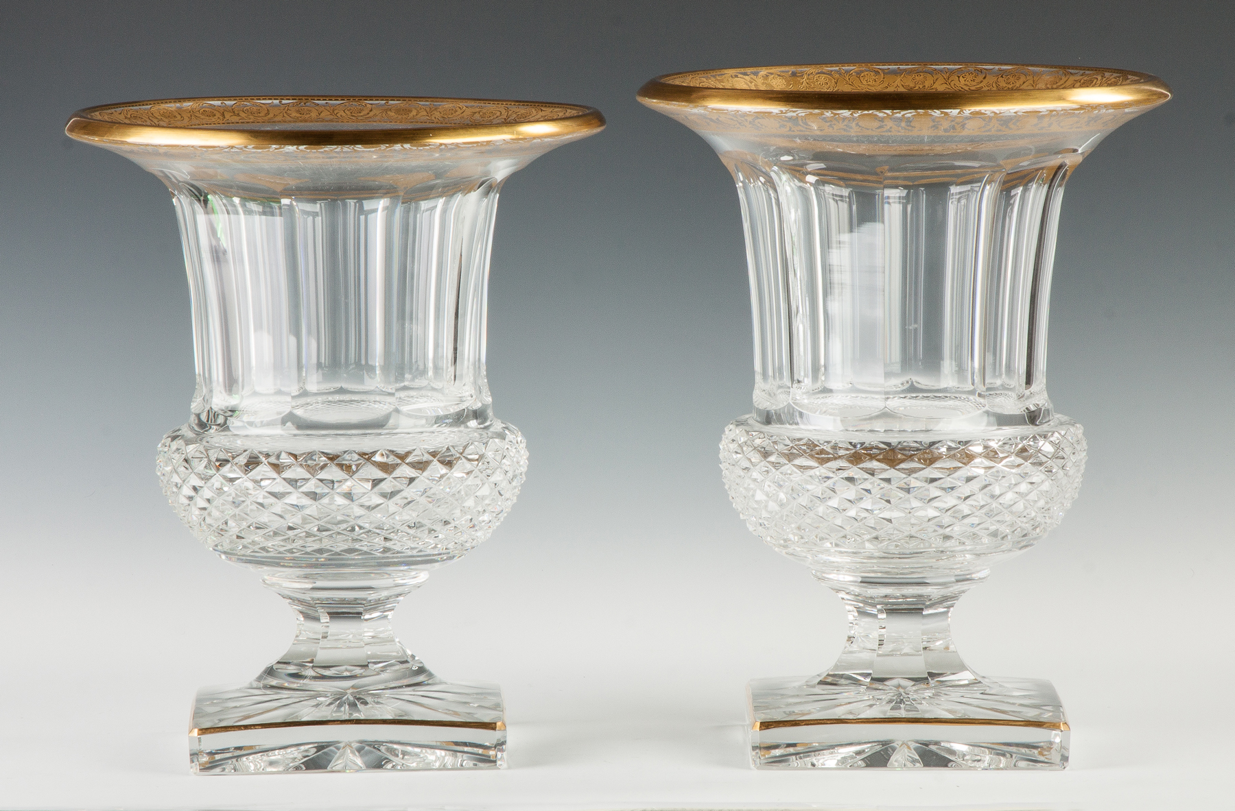 Appraisal: Two Similar Saint Louis France Cut Crystal Urns th cent