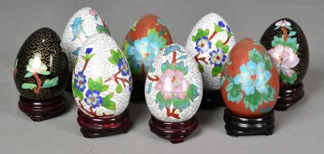 Appraisal: Chinese Cloisonne EggsTo include eight eggs four white two black