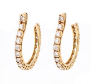 Appraisal: Ladies k Yellow Gold Diamond Hoop Earrings Pair of ladies